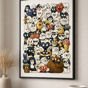 Luxury Contemporary Illustration Wall Art, Premium Art Print with Minimalist Characters, Gallery-Style Timeless Modern Decor