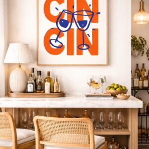 Cin Cin Wall Art Print – Modern Typography Illustration Inspired by Italian Aperitivo Culture