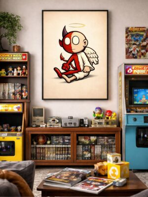 Angel & Devil Within – Cute Moral Dilemma Art Print