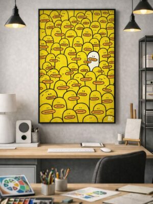 Stand Out – Minimalist Crowd Illustration Wall Art