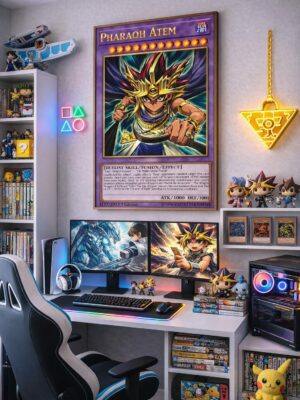 Pharaoh Atem Wall Art Print – Yu-Gi-Oh! Dark Magician King of Games | Legendary Anime Card Artwork