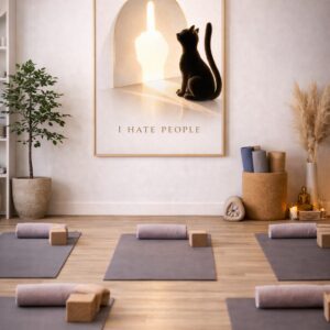 I Hate People Wall Art Print – Minimalist Cat Illustration with Dark Humor