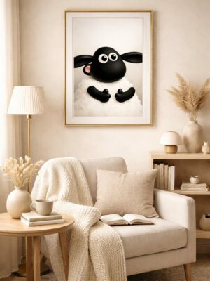 Cute Sheep Wall Art Print – Minimalist Whimsical Animal Illustration for Cozy Modern Homes