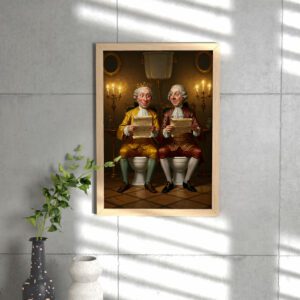 Funny Royal Bathroom Wall Art - King and Noble on Toilet - Vintage Style Printable Poster - Bathroom Humor Decor