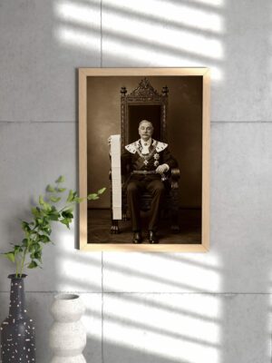 Vintage King Portrait Wall Art Print | Royal Satire Artwork | Classic Monarch with Scroll | Dark Humor Statement Wall Decor