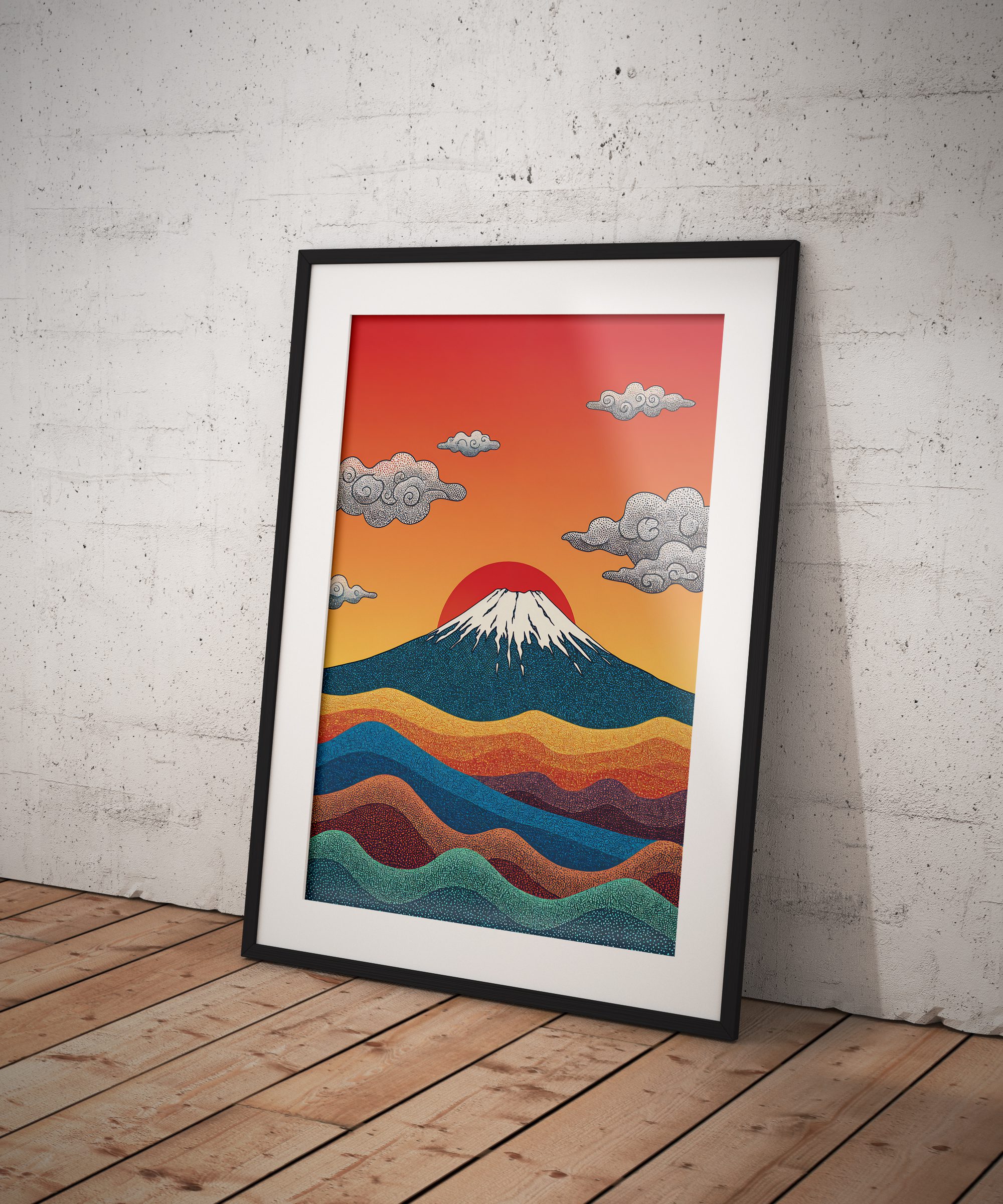 Mount Fuji Sunset Art Print, Japanese Landscape Wall Decor, Scenic Nature Illustration - Image 5