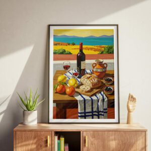 Mediterranean Still Life Print, Tuscany Kitchen Wall Art, Rustic Italian Decor, Farmhouse Botanical Illustration