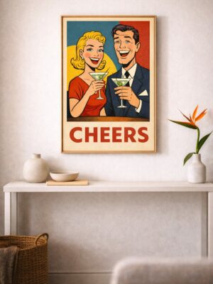 Cheers – Mid-Century Cocktail Wall Art Print