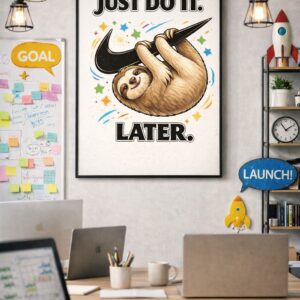 Just Do It… Later – Funny Sloth Motivation Wall Art