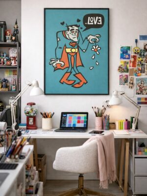 Superhero in Love – Pop Art Parody Illustration Print