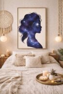 Cosmic Silhouette – Celestial Woman Wall Art Print