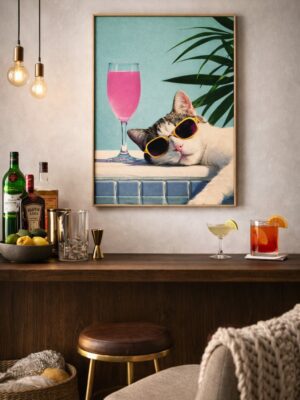 Poolside Cool Cat – Summer Chill Wall Art Print