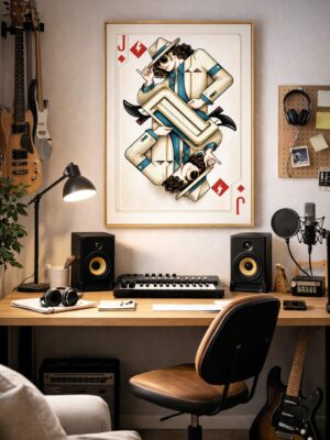 Michael Jackson Inspired Wall Art – Jack of Diamonds Playing Card Illustration