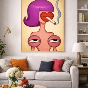 Surreal Pop Art Wall Art Print – Bold Feminine Portrait with Modern Graphic Style
