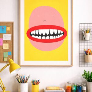 Minimalist Funny Face Wall Art Print, Bold Pop Art Illustration, Modern Abstract Character Poster, Colorful Contemporary Wall Decor