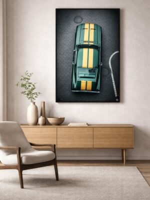 Classic Racing Stripes – Overhead Vintage Muscle Car Art Print