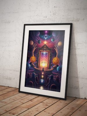 Celestial Portal Psychedelic Art Print, Visionary Astral Gateway Wall Decor, Trippy Cosmic Illustration
