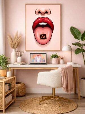 Artificial Intelligence on the Tip of the Tongue – Conceptual AI Art Print