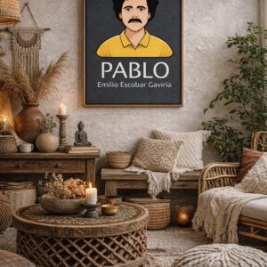 Pablo Escobar – Minimalist Crime History Portrait Art Print