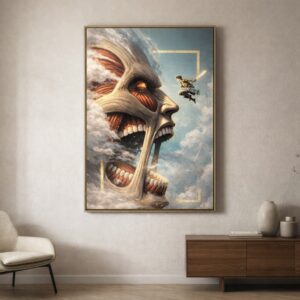 Attack on Titan Inspired – Colossal Confrontation Cinematic Art Print