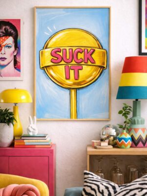 “Suck It” Lollipop Wall Art Print – Bold Humor Pop Art Illustration