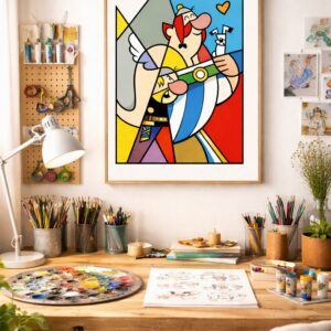 Astérix & Obélix Inspired Wall Art – Modern Geometric Comic Illustration