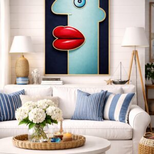 Surreal Portrait Wall Art Print – Modern Pop Art Illustration with Bold Graphic Design