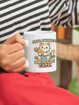 Save Animals Snuggle Cats Cute Mug – Animal Lover Coffee Cup