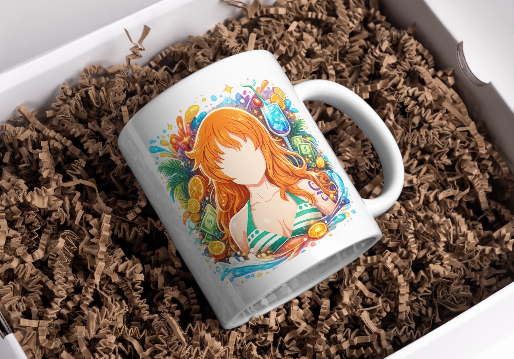 Tropical Anime Woman Ceramic Coffee Mug - Image 3