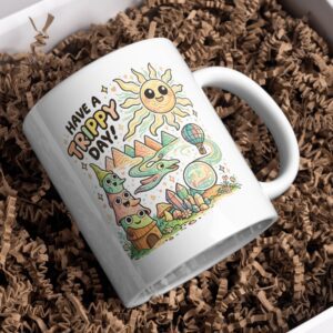 Have a Trippy Day Mug – Psychedelic Sun & Fantasy Mushroom Art