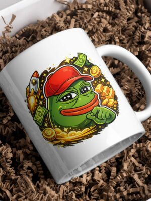 Pepe Crypto Millionaire Mug – Meme Coin Coffee Cup for Degens
