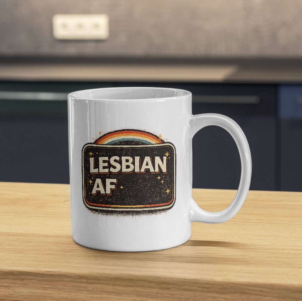 Lesbian AF Retro Pride Mug – Bold LGBTQ Statement Cup