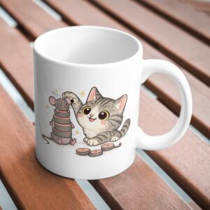 Curious Kitten & Mouse – Playful Mug