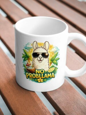 No Probllama Tropical Llama Mug – Summer Vibes & Chill Energy