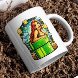 Retro Gamer Girl Pipe Pop Art Mug