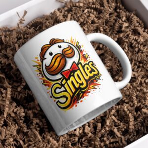 Singles Mustache Logo Retro Mug