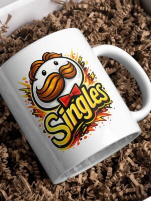 Singles Mustache Logo Retro Mug