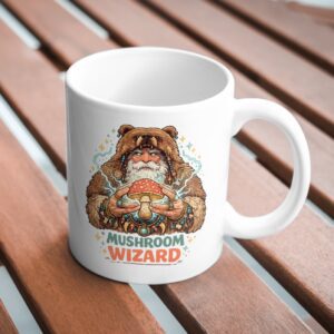 Mushroom Wizard Shaman Mug – Fantasy Psychedelic Coffee Cup