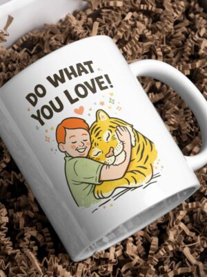 Do What You Love Cute Tiger Hug Mug