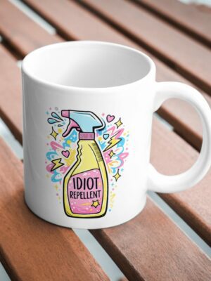 Idiot Repellent Spray Funny Sarcastic Mug