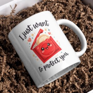 I Just Want to Protect You Mug – Cute Kawaii Condom Humor Cup