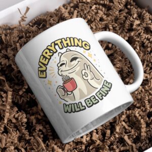 Everything Will Be Fine Mug – Cute Ghost Comfort Coffee Cup
