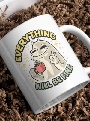 Everything Will Be Fine Mug – Cute Ghost Comfort Coffee Cup