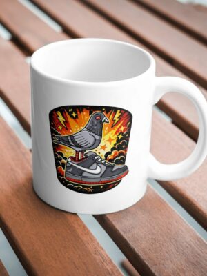 Pigeon Kicks Mug – Streetwear Bird on Sneaker Coffee Cup