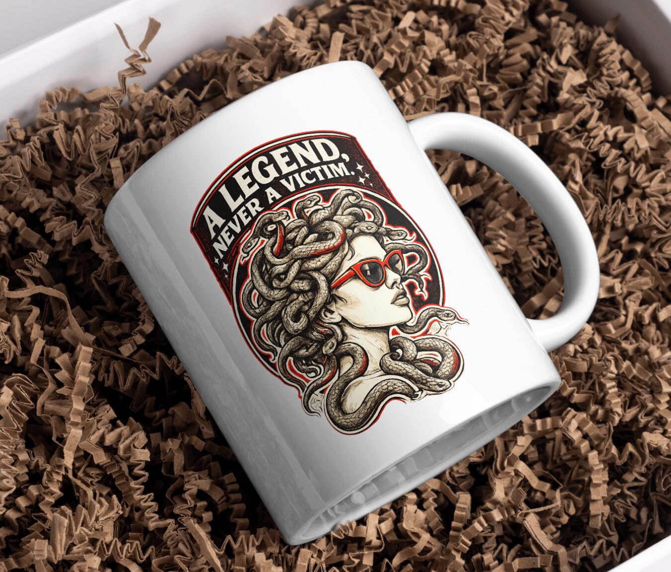 A Legend Never A Victim Mug – Medusa Power Statement Design