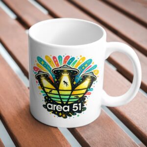 Area 51 Mug – UFO Abduction Neon Design