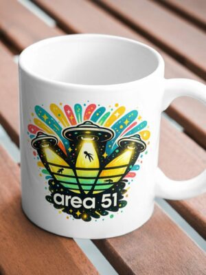 Area 51 Mug – UFO Abduction Neon Design