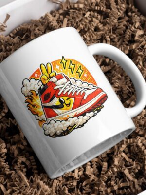 Retro Sneaker Peace Mug – Street Style Coffee Cup
