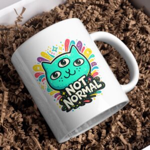 Not Normal Mug – Three-Eyed Psychedelic Cat Design