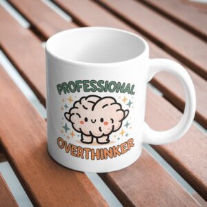Professional Overthinker Funny Brain Mug – Office Humor Cup